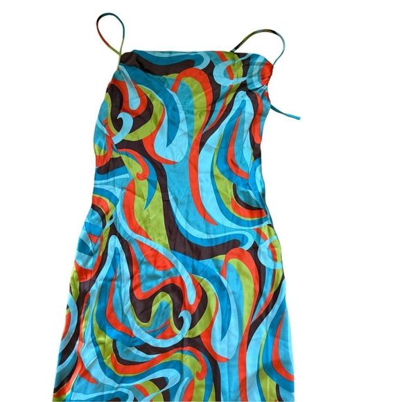 Vtg Hugo Buscati Womens Multicolor Spaghetti Strap Silk Blend Slip Dress Size 4 - Picture 4 of 15